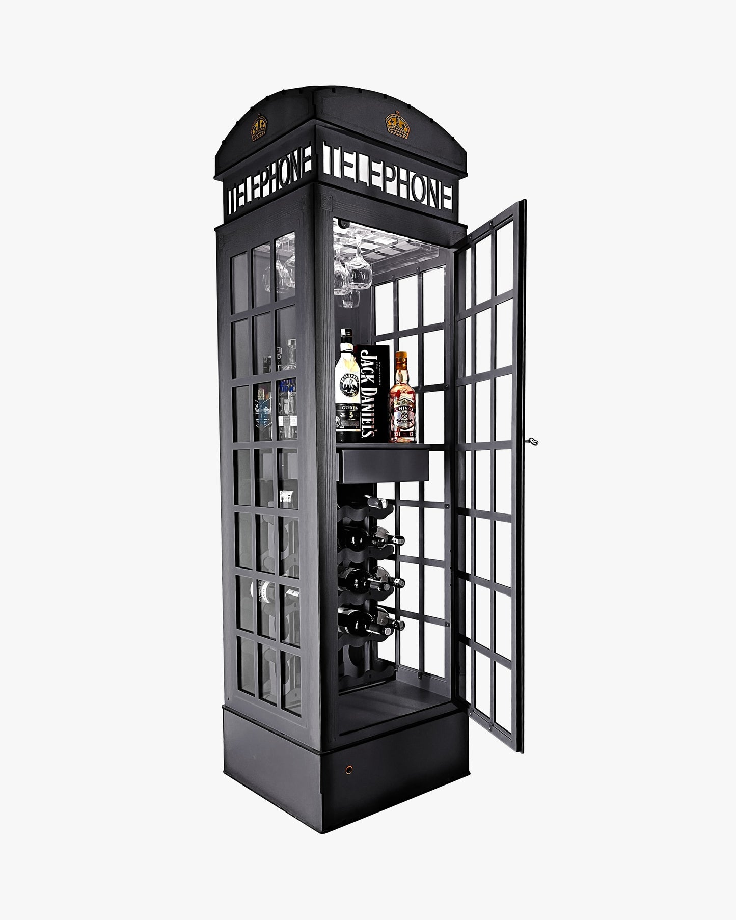 Şaraplık | Camlı Kapaklı Dekoratif İngiltere Telefon Kulübesi