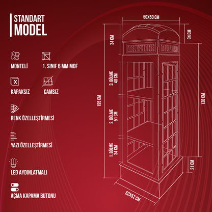 Standart Dekoratif İngiltere Telefon Kulübesi