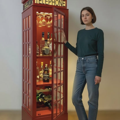 Şaraplık | Camlı Kapaklı Dekoratif İngiltere Telefon Kulübesi